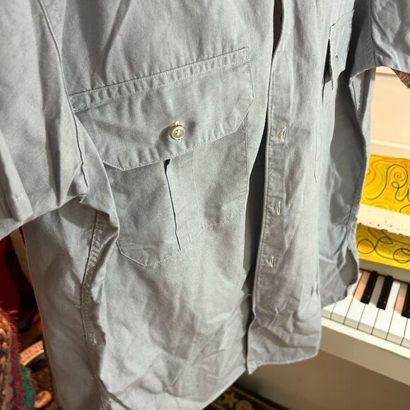 Vintage 80s 90s Men's Casual Gray Button Down Shirt L - Picture 7 of 12